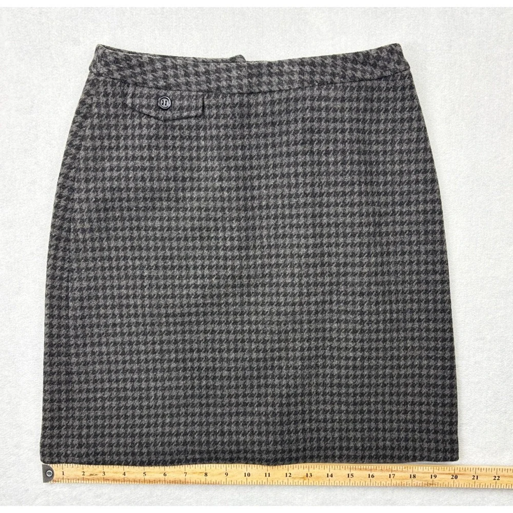 J.Crew Grey Black Houndstooth Wool Blend Mini Skirt Size 2 / 26 See Measurements
